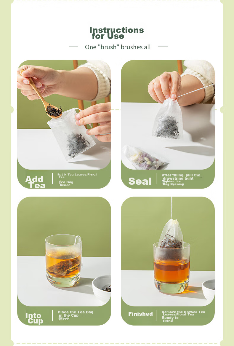 Suncha Disposable Non-Woven Drawstring Tea Bag, Soup Bag, Seasoning Bag, Filter Bag, Chinese Herbal Medicine Decoction Bag, 8*10cm 11