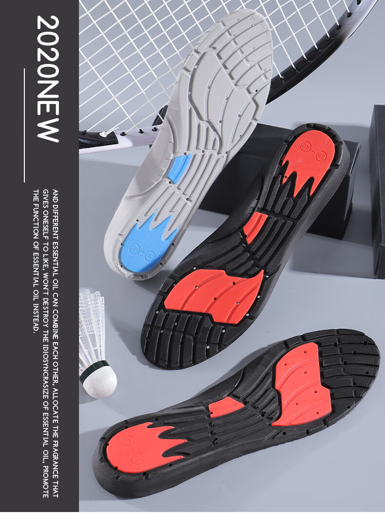 Nanjiren 2 Pairs Shock-Absorbing Sports Insoles for Men, Arch Support, Breathable, Sweat-Wicking, Elastic Basketball Insoles for Women, Black, Size 41-42 18
