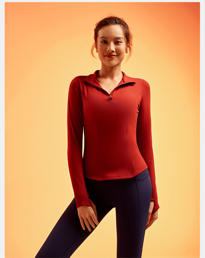 VFU Meowmei Rong Sports Top for Women, Half-Zip Fitness Wear, Autumn And Winter Fleece-Lined Yoga Outfit, Light Cyan Blue, XL 15