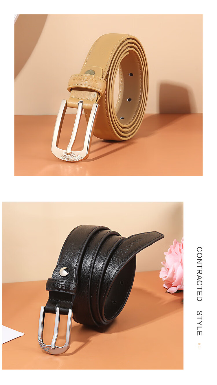 TUCANO Leather Women's Belt, Decorative And Practical Waistband, Korean-Style Simple And Unique Pin Buckle, Embossed Pattern, Birthday And 520 Gift 9