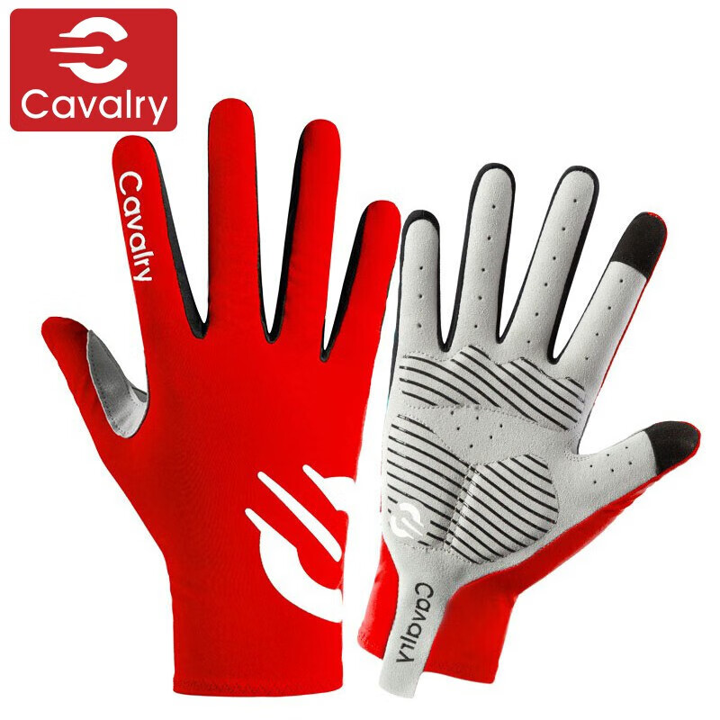 CAVALRY Bicycle Gloves with Wind-Resistant Full Finger Design for Mountain And Road Bikes, Shock-Absorbing Touchscreen Gloves for Men And Women, Spring And Autumn Outdoor Sports Fitness Gloves Cycling Equipment Red XL Size