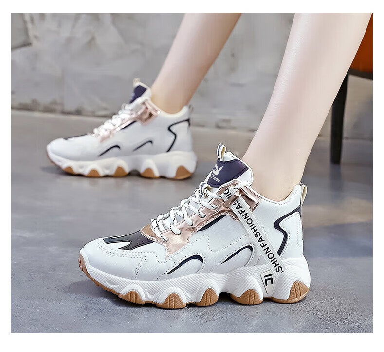 PLAYBOY Women's Shoes, Winter Fleece-Lined Dad Shoes, Warm Women's Footwear, Cold-Resistant Cotton Shoes, Women's Sneakers, 1501 Beige, Size 40 1