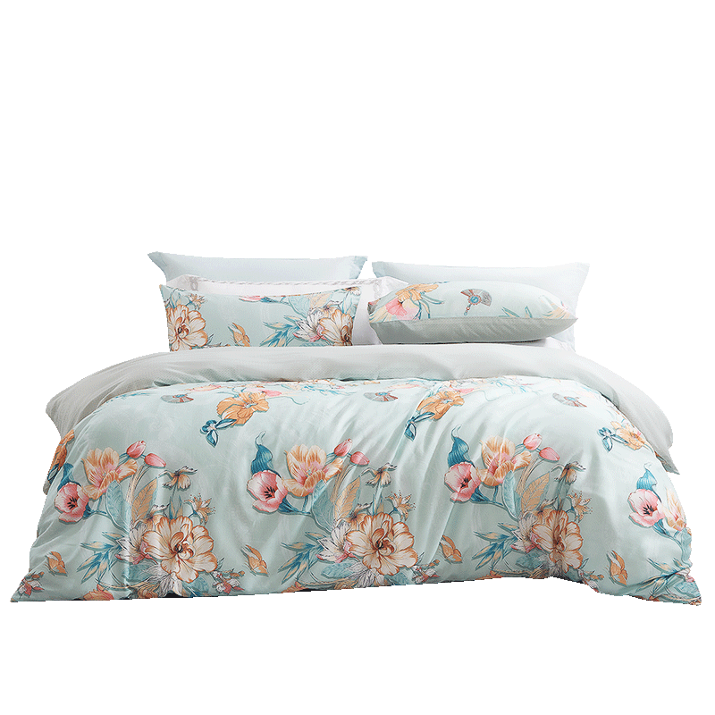 FUANNA Cotton Bedding Set, 100% Pure Cotton Bedsheet And Duvet Cover, Double Bed Set, All-Cotton Bedding Set, 230×229cm, Dream Flower Patter