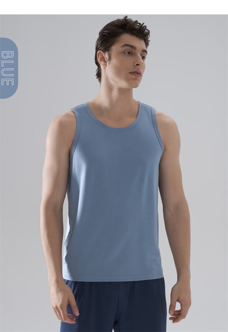 Maniform Men's Modal Round Neck Cooling Vest, Wearable As Outerwear Or Undershirt, Fitness Tank Top 10