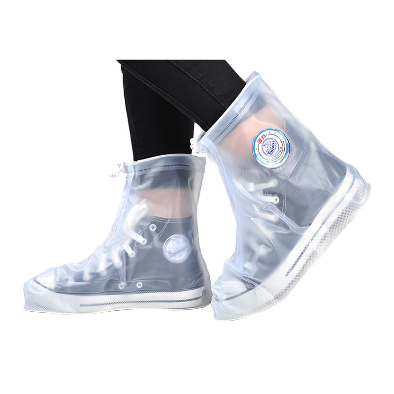 Huili Rain Shoe Covers for Men, Women And Children, Thickened Wear-Resistant Waterproof Non-Slip Rain And Sand Protection Shoe Covers 227 White M