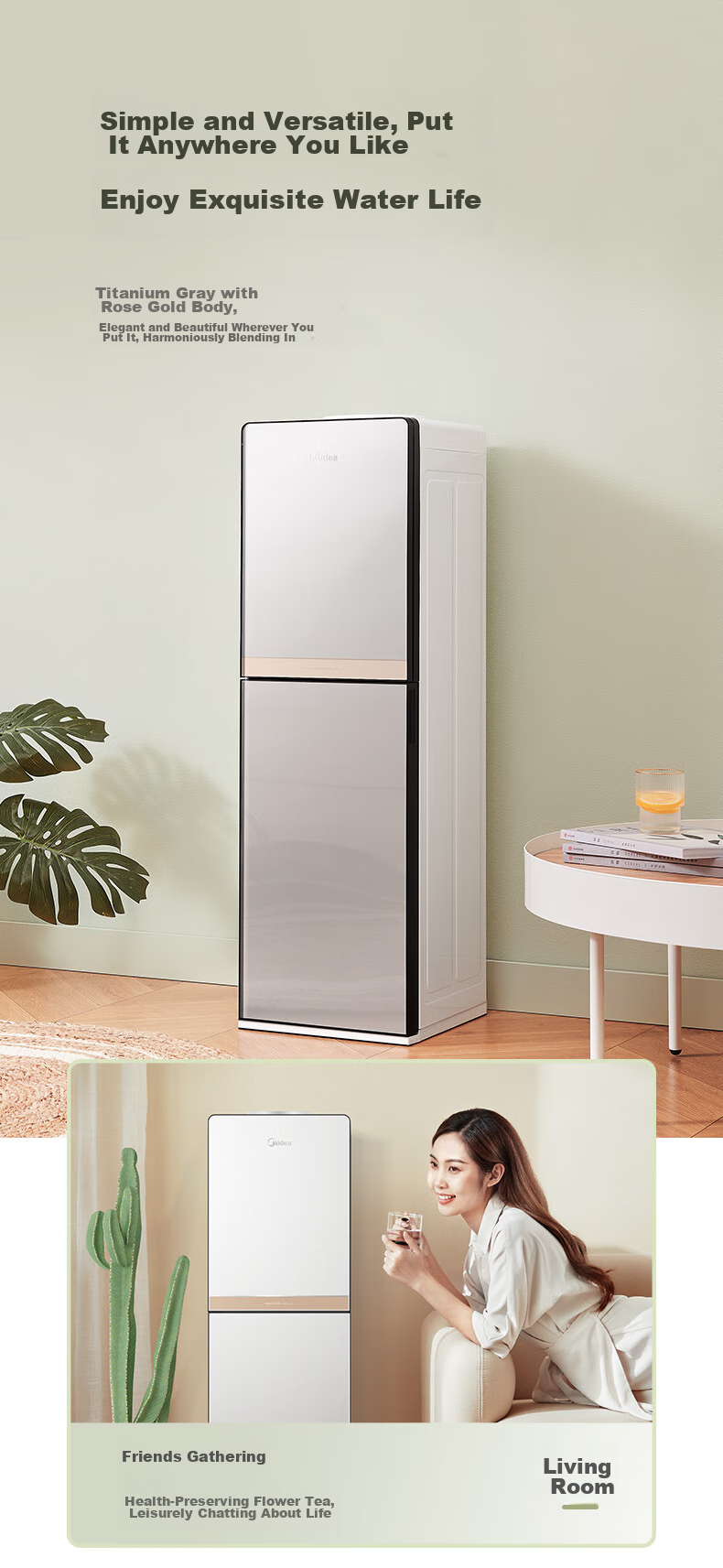 Midea Water Dispenser And Tea Bar Machine, Home Bottom-Loading Water Tank Purifier All-In Stand for Living Room And Office, Multifunctional High-End Bottled Electric Kettle Health Pot YR1611S-X 14