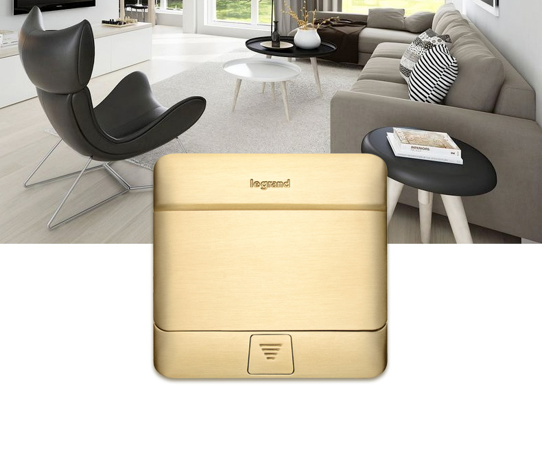 LEGRAND Flat Push-In Thin Concealed Sliding Cover Floor Socket, Silver - Five-Hole Floor Socket [Base Box Not Included] 10