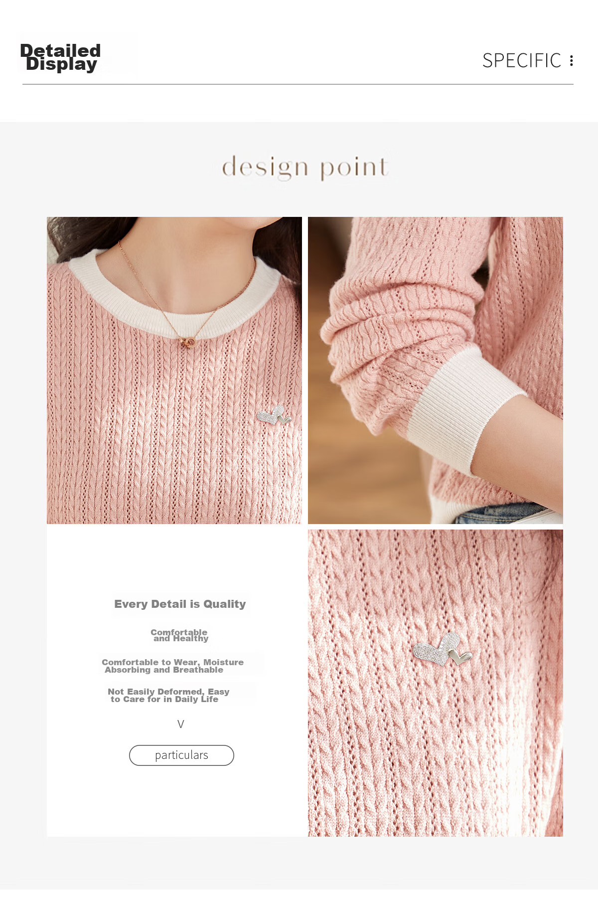 She Enjoy Women's Knitwear Round Neck Thin Sweater Lightweight Knit Top Spring Autumn Versatile Color-Block Collar T53Z155 5
