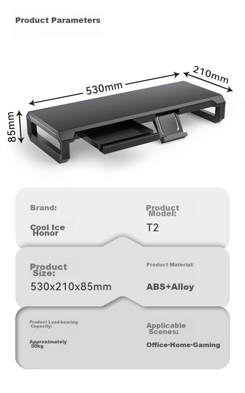 ICE COOREL Monitor Riser T2, Aluminum Alloy Panel Computer Stand, Monitor Screen Riser, Desktop Computer Desk Support 12