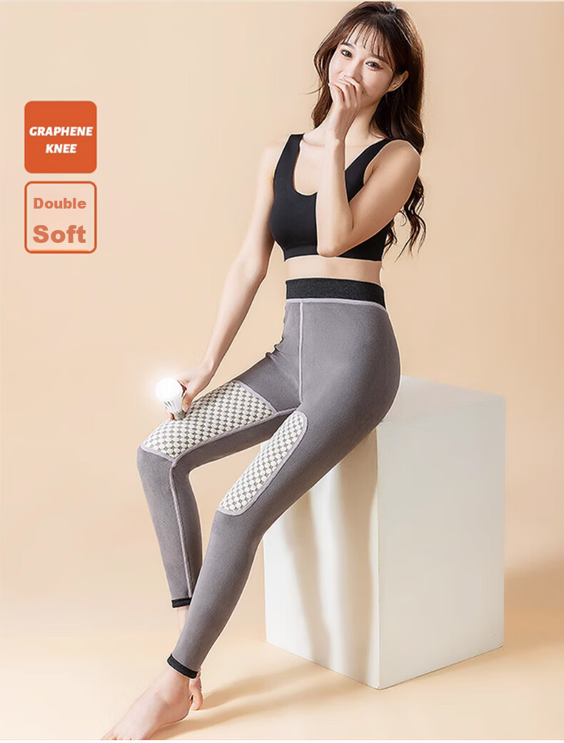 XUEXIMAN Graphene Women's Pants, Autumn And Winter Thermal Leggings, Large Size High-Waist Knee Protection Base Layer Pants 17