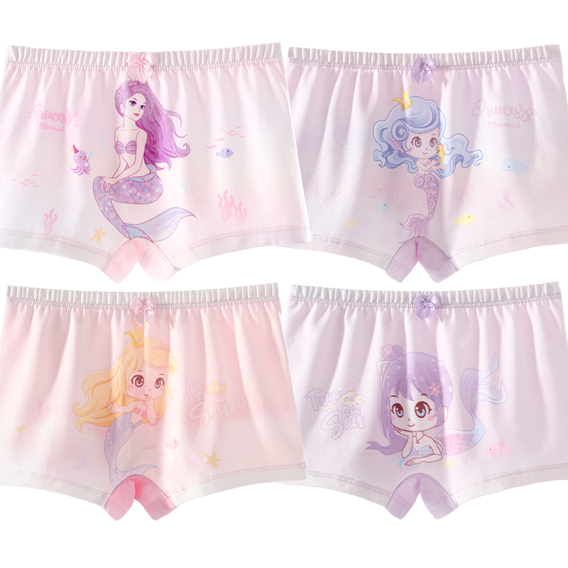 Duomiaowu Girls' Antibacterial Breathable Underwear, Children's Boxer Briefs, Girls' Triangle Shorts, K00060 Triangle Panties, Size 140