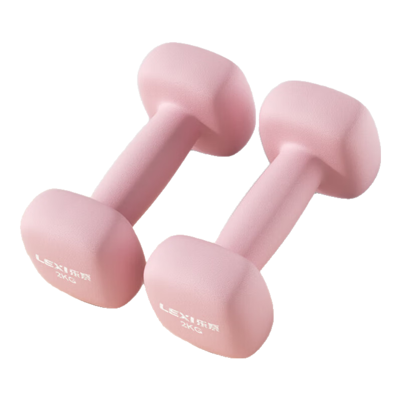 Lexi Small Dumbbells for Women's Home Arm Training, Straight Shoulder Fitness, Plastic-Coated Iron Weights, Soft Mist Pink, 2kg*2 Pieces