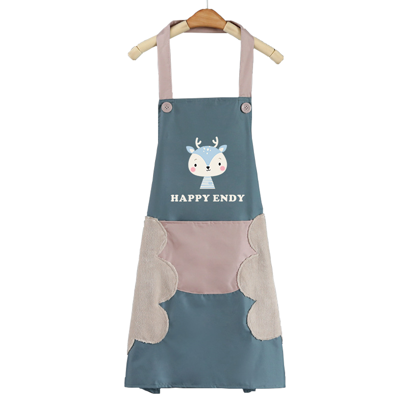 Ansairui Erasable Vest-Style Apron, Waterproof And Oil-Resistant Kitchen Adult Sleeveless Neck-Hanging Smock, Leather Blue, One Size Fits All, 301289