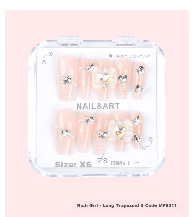 Meifuyu Nail Stickers, Handmade Wearable Nails (Yue Xiaoshan Tea Flower S Size), Long Nail Tips, Gift for Girlfriend, MF8213 14