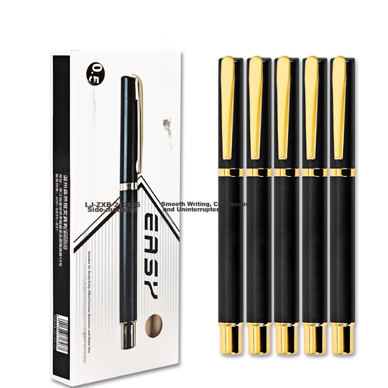 Longe [5-Pack] Business Gel Pens 0.5mm Bullet Tip Signing Pens Black Ink Pens Office Pens Customizable Logo