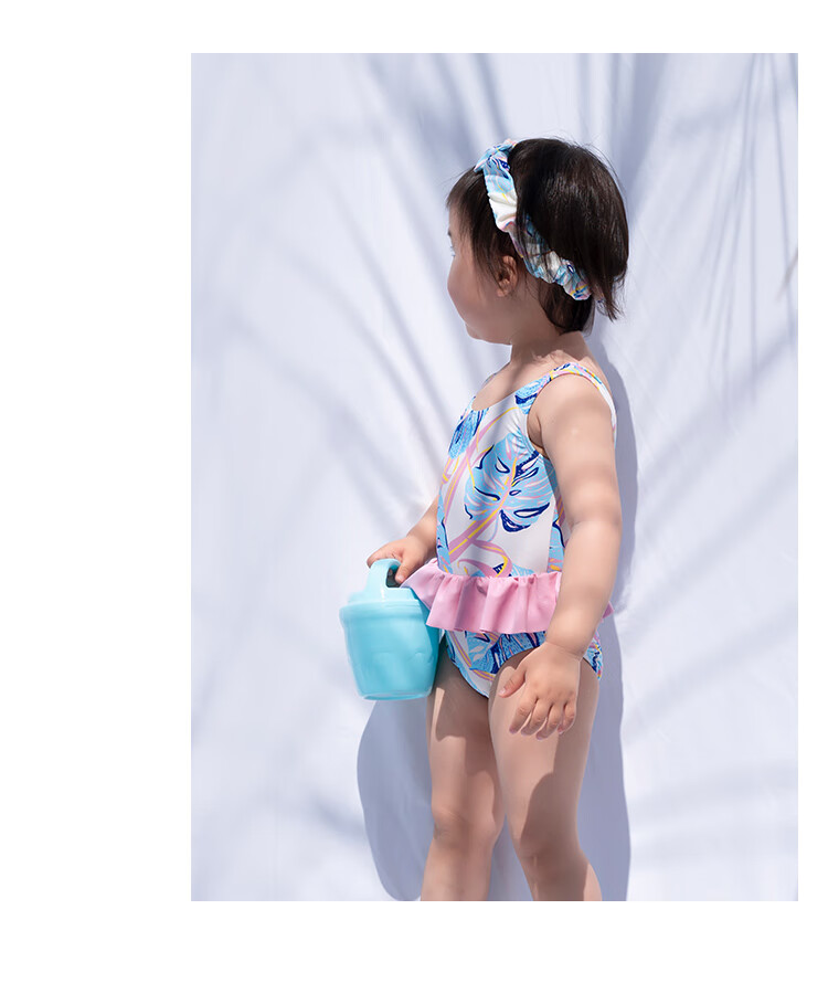 Yizi Children's Swimsuit, One-Piece Swimwear for Girls, Toddler And Baby Hot Spring Swimwear with Hair Tie, EZI20G061, 110cm 7