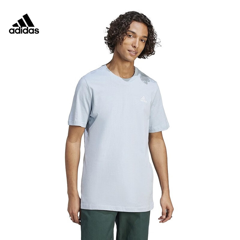Adidas Men's Pure Cotton Casual Round Neck Short-Sleeve Sports T-Shirt IC9282, Black, A/XL Size 12