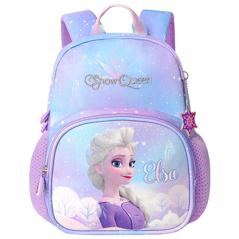 Disney Kindergarten Backpack for Ages 3-6, Lightweight, Cute, Stylish, Breathable, Antibacterial Girls' Backpack, Elsa Princess Purple