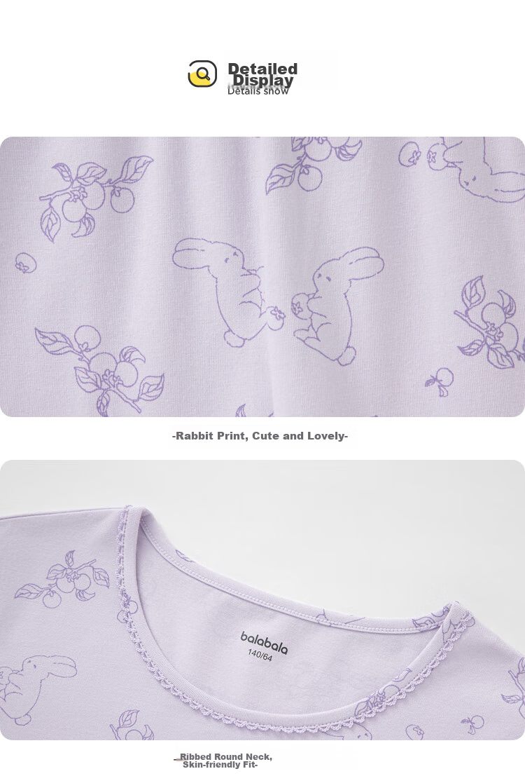 BALABALA Girls' Underwear Set, Cotton Autumn Children's Base Layer, Baby Thermal Underwear, Autumn Top And Pants, Pajamas, 208924169004 18
