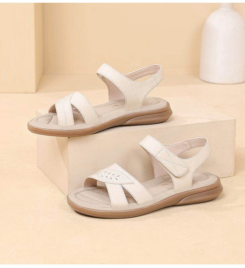 Red Dragonfly Leather Sandals Summer Soft Sole Comfortable Mom Shoes Women Wedge Soft Leather Beach Shoes WTK233143 2