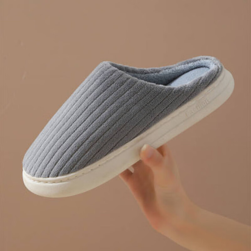FOOTOPPO Cotton Slippers, Winter Furry Slippers, Men's Home Cotton Shoes, Men's Slip-On Shoes, Warm Thick-Soled Cotton Slippers for Winter Home Use