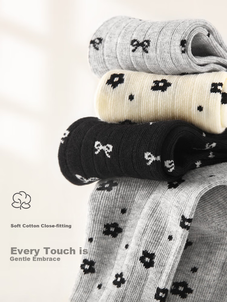 Duomiaowu Children's Antibacterial Socks, Girls' Mid-Calf Cotton Deodorizing Socks for Autumn And Winter, Baby Simple Short Socks, 241123, Size 20-22 4