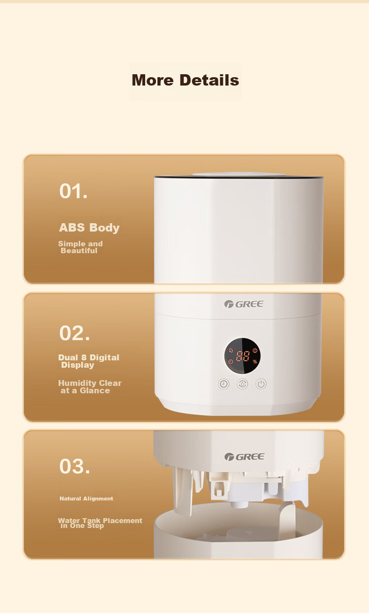 GREE Humidifier for Home Use, Quiet Bedroom Bedside Compact Desktop Floor-Standing Air Moisturizer with High Mist Output for Office And Dormitory, Antibacterial with Mist Air Conditioner Humidifier (40X71) 13