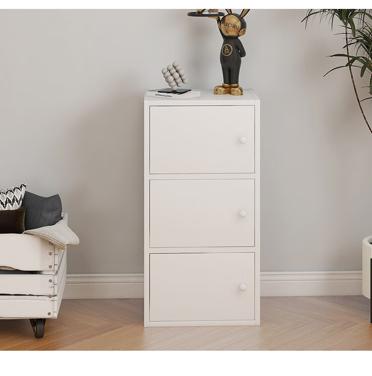 Yameile Floor-Standing Simple Bookshelf with Doors, Bedroom Study Balcony Bay Window Storage Cabinet, Three-Door 3