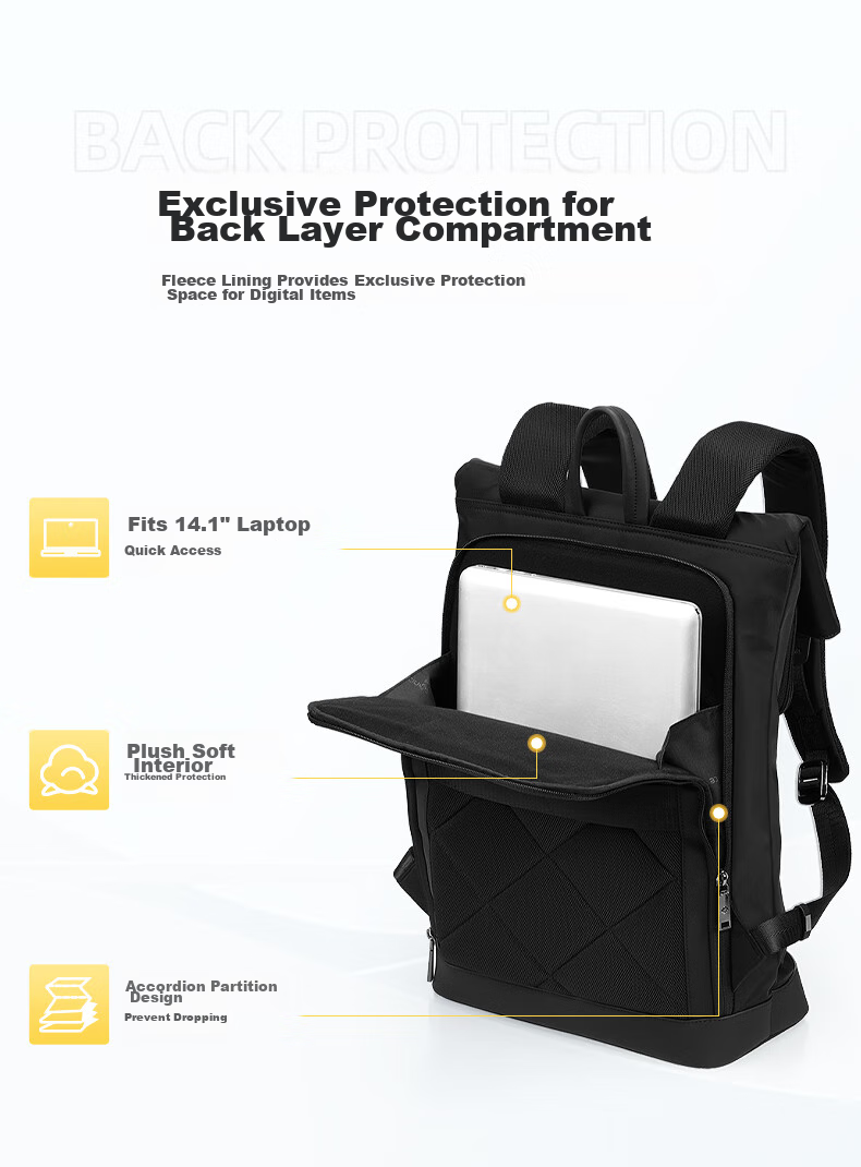 Xinxiuli Backpack, Laptop Bag, 14-Inch, for Men And Women, Large Capacity, Flip-Top Design, Simple Style, Travel Bag, Suitable for High School And College Students 3