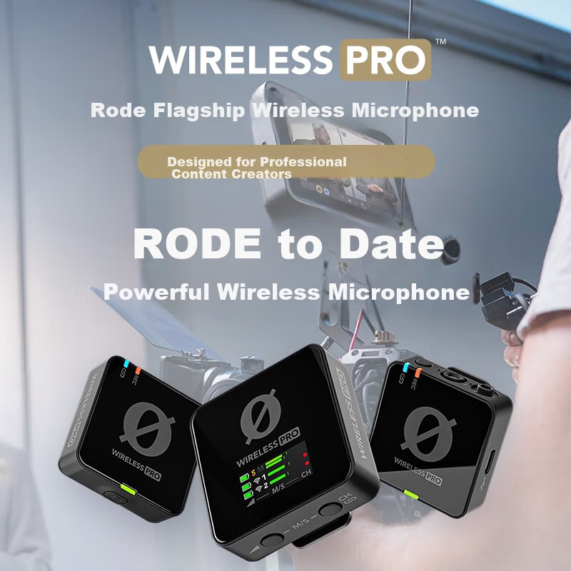 Rode Wireless Pro Microphone System, Clip-On Dual-Channel Outdoor Live Streaming Recording Interview Vlog Computer Camera Smartphone, Flagship All-In Versio