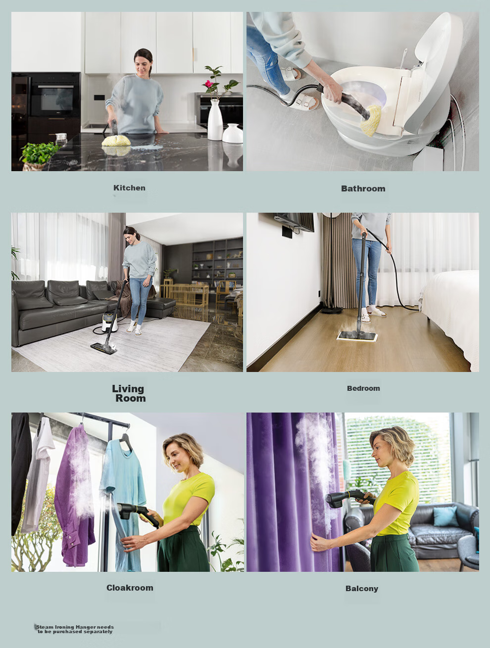 KARCHER German Steam Mop, Household High-Temperature Steam Cleaner, Kitchen Range Hood And Whole-House Cleaning Machine, Floor Washer with Temperature Display, Sterilization And Dust Mite Removal SC5D 6