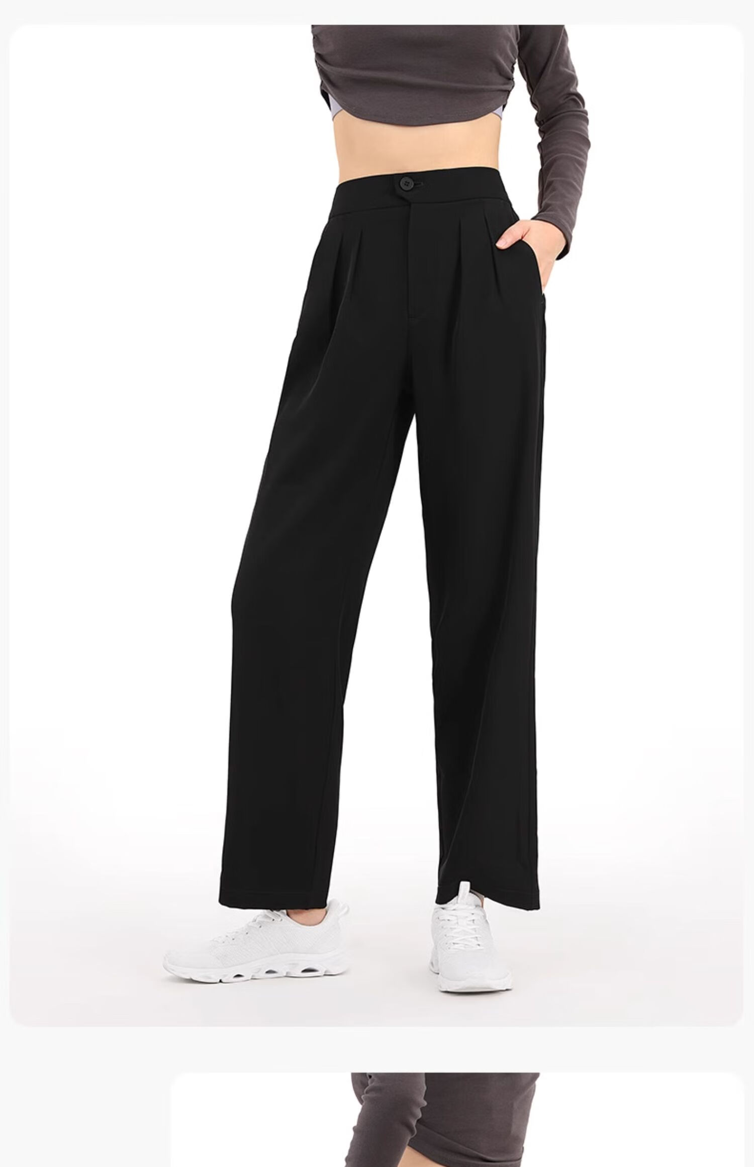 CAMEL Korean-Style Dress Pants, Black, Loose Casual Trousers, Apricot Color, High-End Drape, Straight-Leg Wide-Leg Pants Y24BY09012 13