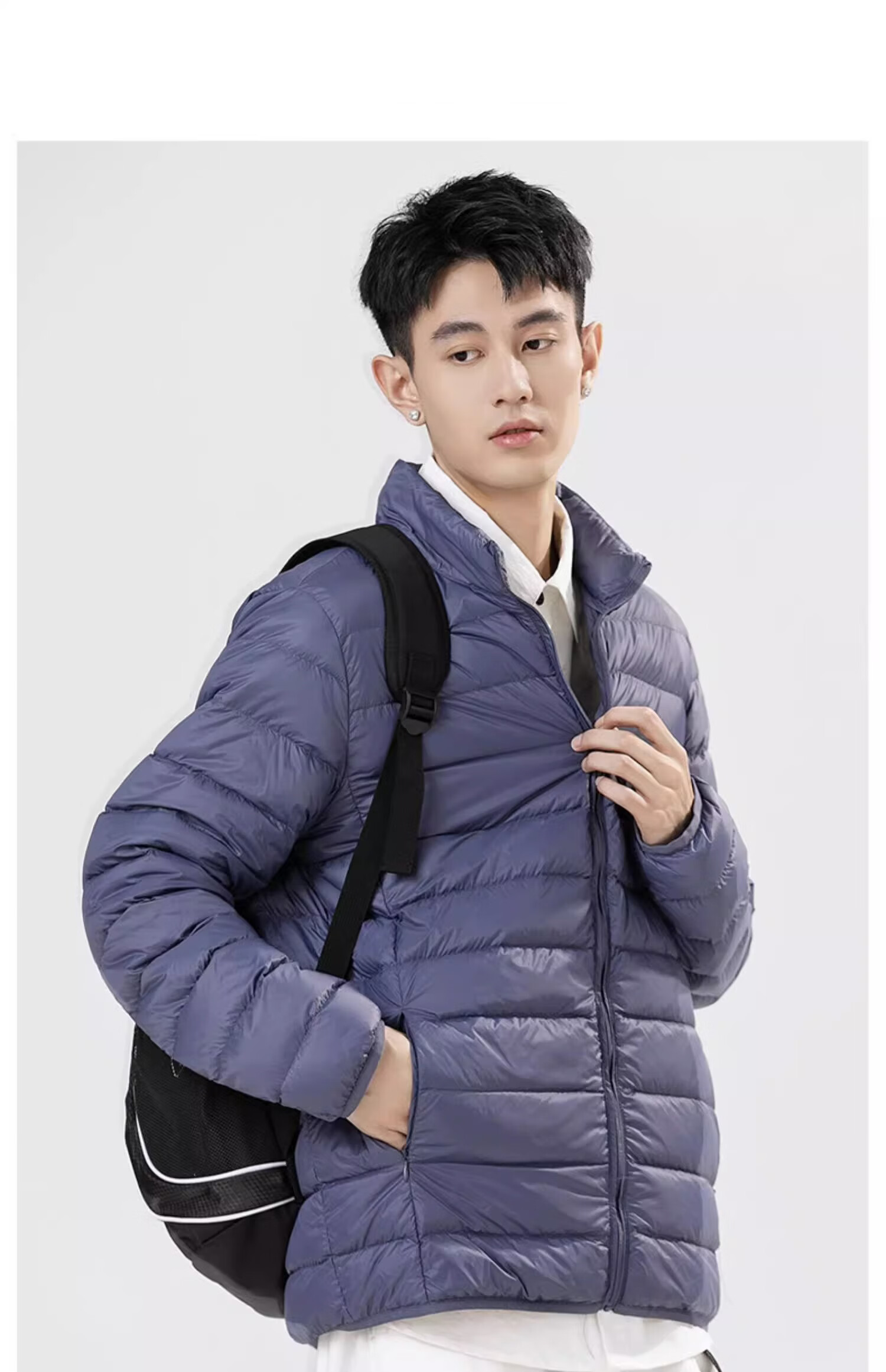 GENIOLAMODE Men's down Jacket, Lightweight And Short for Autumn And Winter, Stand-Up Collar, Warm Duck Down, Simple And Versatile Winter Wear 10