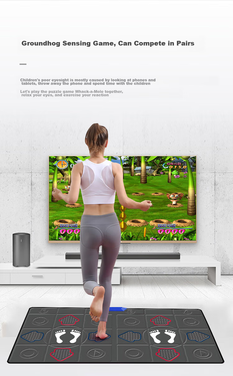 [Children's Birthday Gift] HongTai Double Wireless Dance Mat, Home TV Motion Sensor Camera, Running Mat 24
