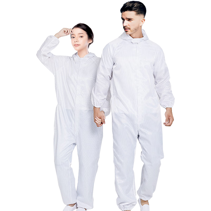 Jiuqiangu Antistatic Suit, Clean Room Coverall, Full-Body Dustproof Workwear for Men And Women, Customizable, White, XL