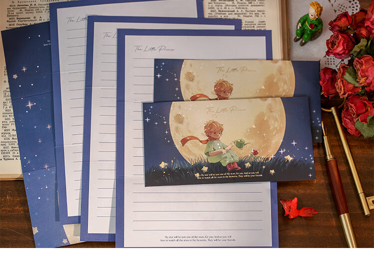 Jiamo Little Prince Envelope And Letter Set, Romantic Love Letter Stationery, Artistic High-End Feel, Birthday Gift for Boyfriend Girlfriend Teacher Classmate, 4 Styles Available, Mother's Day Gift 9