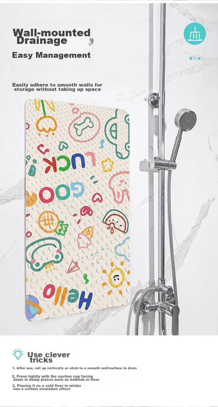 Yinshang Bathroom Round Non-Slip Mat Floor Mat Shower Room Suction Cup Foot Pad Children's Cartoon Anti-Slip Mat 55*55CM 5