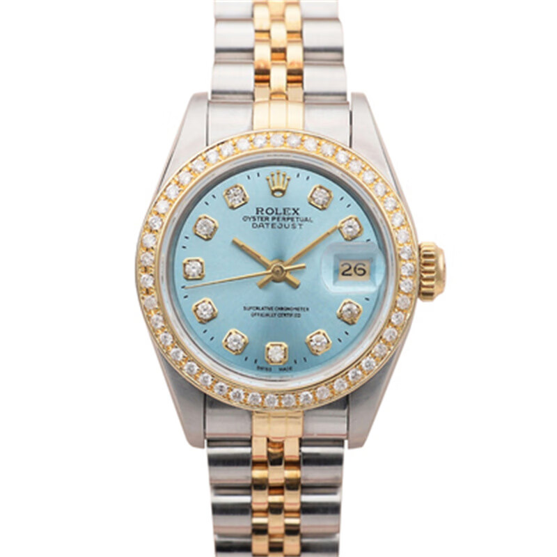 二手95新劳力士女表rolex日志型系列6917368273后镶钻自动机械18k黄金