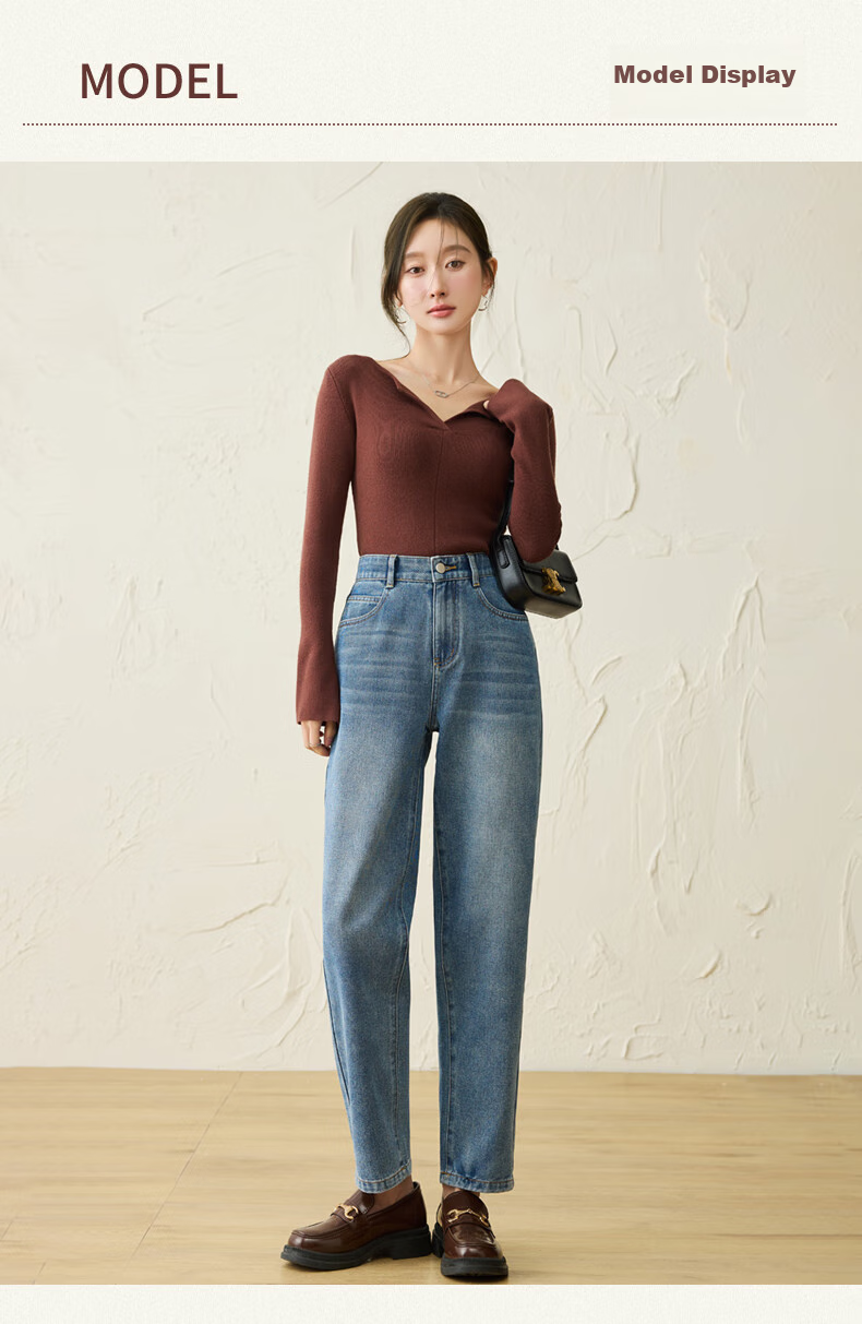 LangSha [New Retro Moisture-Wicking] Women's Jeans, Spring And Autumn New Style, High-Waisted Straight-Leg Cropped Tapered Harem Pants 12