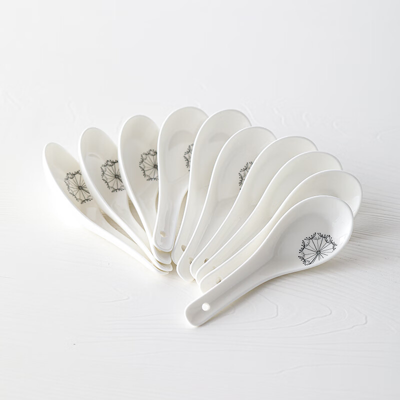 SUSHI CERAMICS Dandelion Series Small Soup Spoons Set of 10