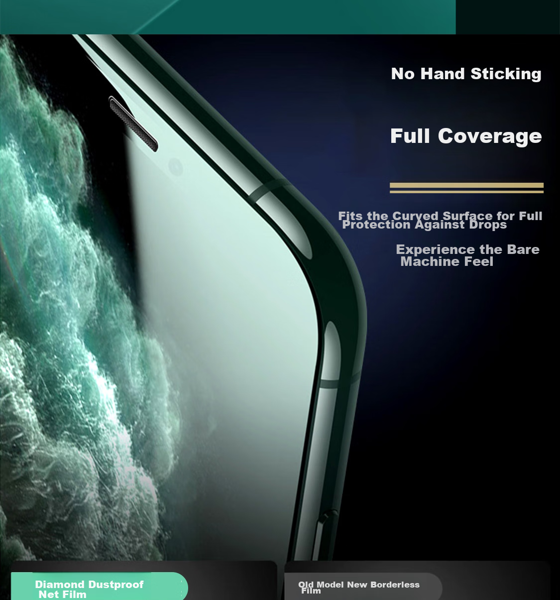 ESCASE IPhone 11 Pro Max/XS Max Tempered Glass Screen Protector with Anti-Dust Mesh, HD Full Coverage Glass Front Film for IPhone 11 Pro Max/XS Max 9