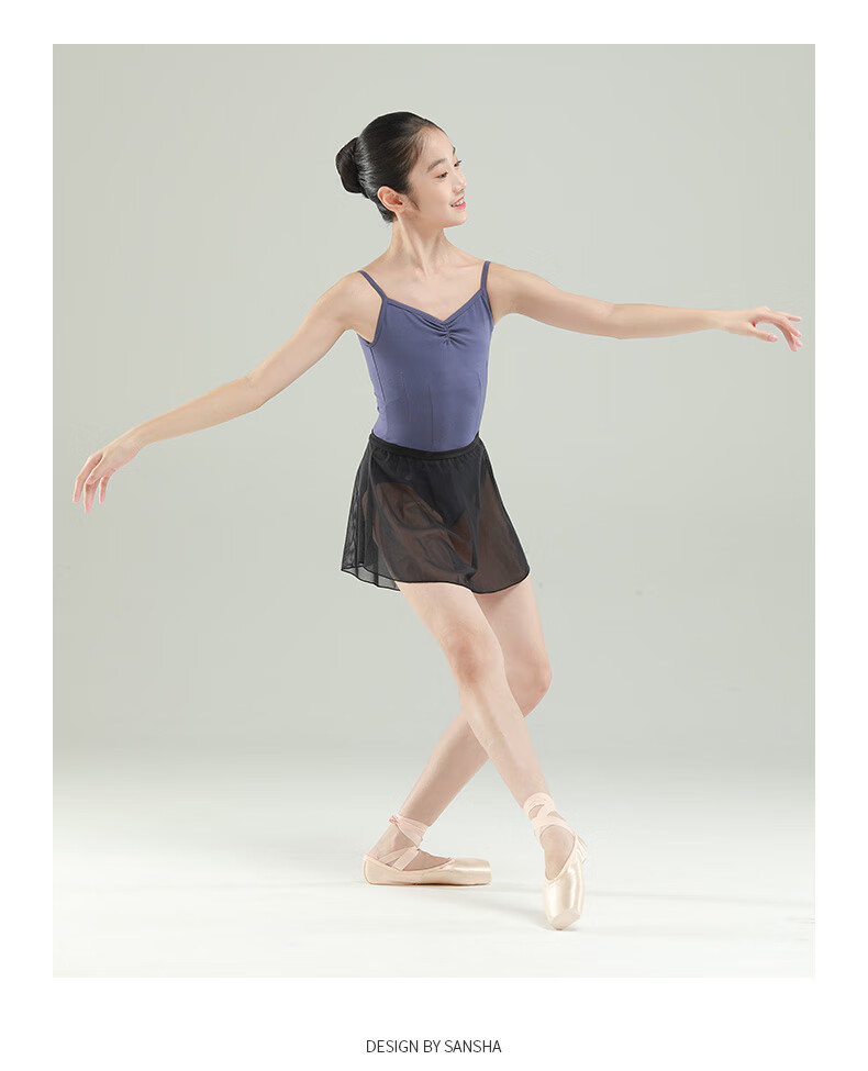 Sansha Ballet Practice Leotard for Women, Spaghetti Strap One-Piece Gymnastics Dance Exam Training Body Shaping Suit, Indigo Blue, L 8