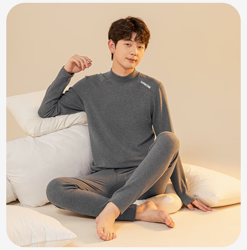 YING BO LUN Youth and Children's Thermal Underwear Autumn Set Winter Cotton Sweater School Uniform Essential 81233 Heather Gray 180 17