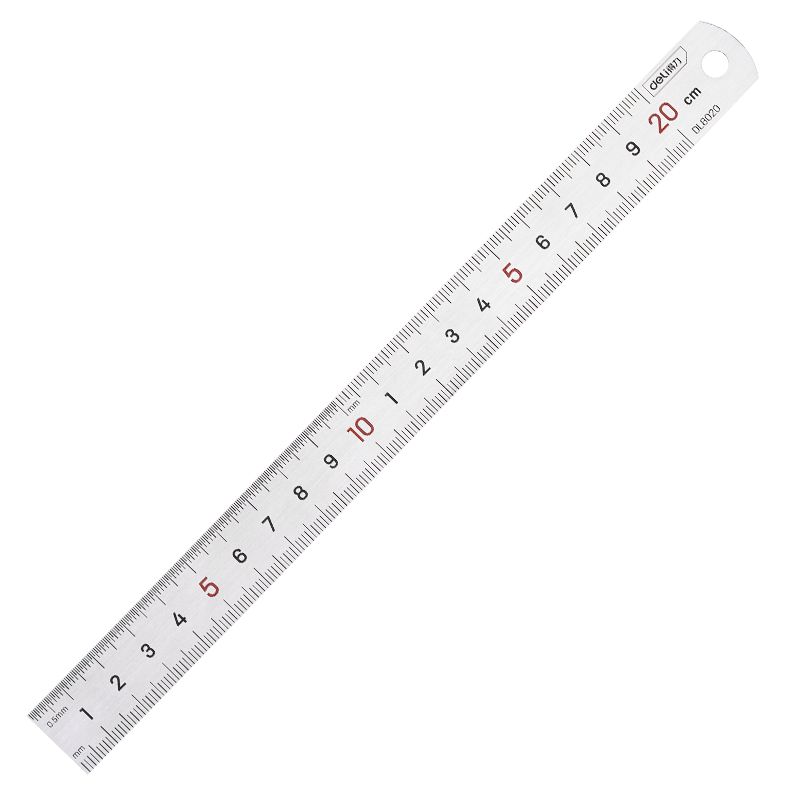 Deli Stainless Steel Straight Ruler with Scale, Metric Measurement Drawing Ruler, 200mm