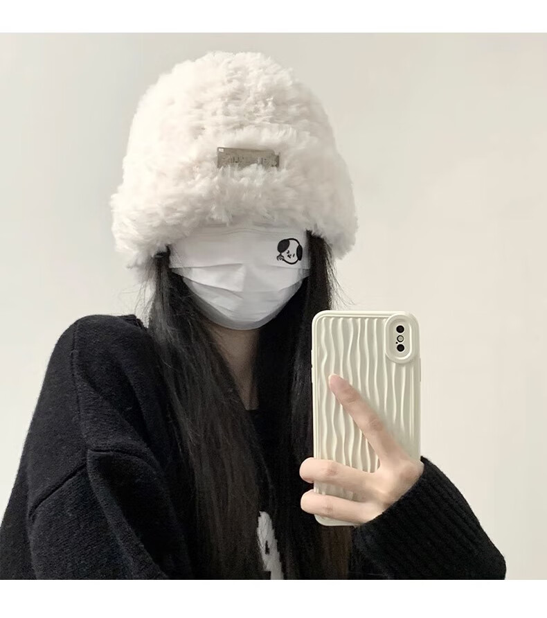 XUEXIMAN Women's Winter Large Head Circumference Knit Hat Plush Warm Fashion Versatile Cold Weather Ear Protection Fisherman Hat 3
