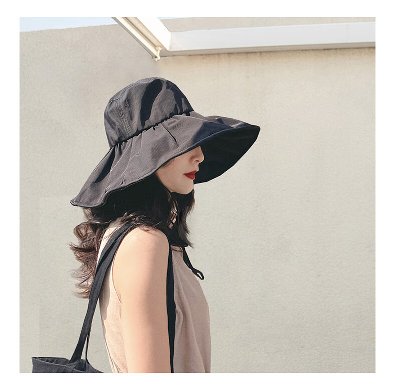 XUEXIMAN UV Black Gel Sun Protection Hat for Women, Summer Face-Covering Sunhat, Wide Brim Fishing Hat for Cycling 8