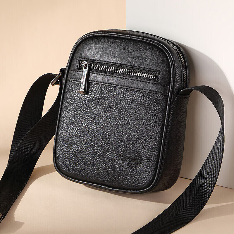 CROCODILE Top-Grain Leather Youth Shoulder Bag, Men's Fashionable Phone Pouch, Versatile Crossbody Small Bag, Birthday Gift T2397