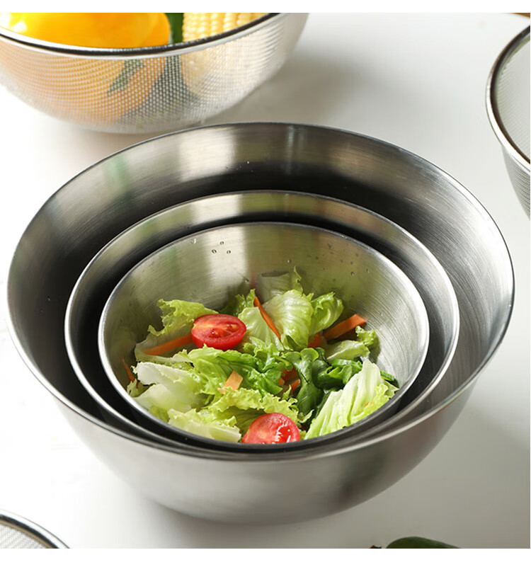 Quanshi Round Fruit Strainer Set of Four, Draining Basket, Vegetable Washing Basket, Kitchen Fruit Basket, Vegetable Selection Basket, Draining Colander, Green Vegetable Basket 13
