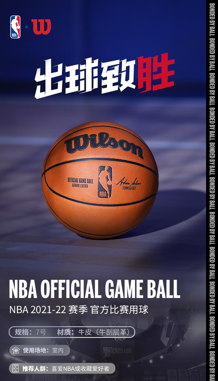Wilson NBA Leather Basketball, Size 7, Indoor Professional Competition Basketball, WTB7500XB07 1
