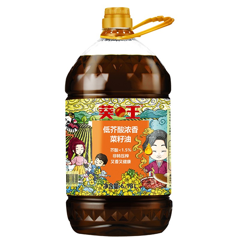 葵王 【保真菜籽油】非转基因 低芥酸浓香菜籽油6.18L 物理压榨食用油